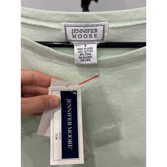 Jennifer Moore NWT Womens Light Green Embroidered Floral Shirt SZ Small - Picture 7 of 10